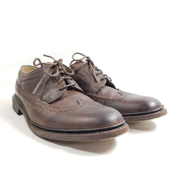 Frye Dark Brown Leather Wingtip Oxford Mens Shoes Size 10 D - Picture 1 of 9